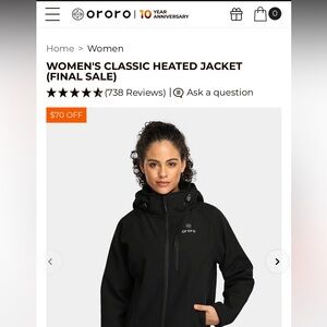Ororo Black Heated Jacket women’s xs